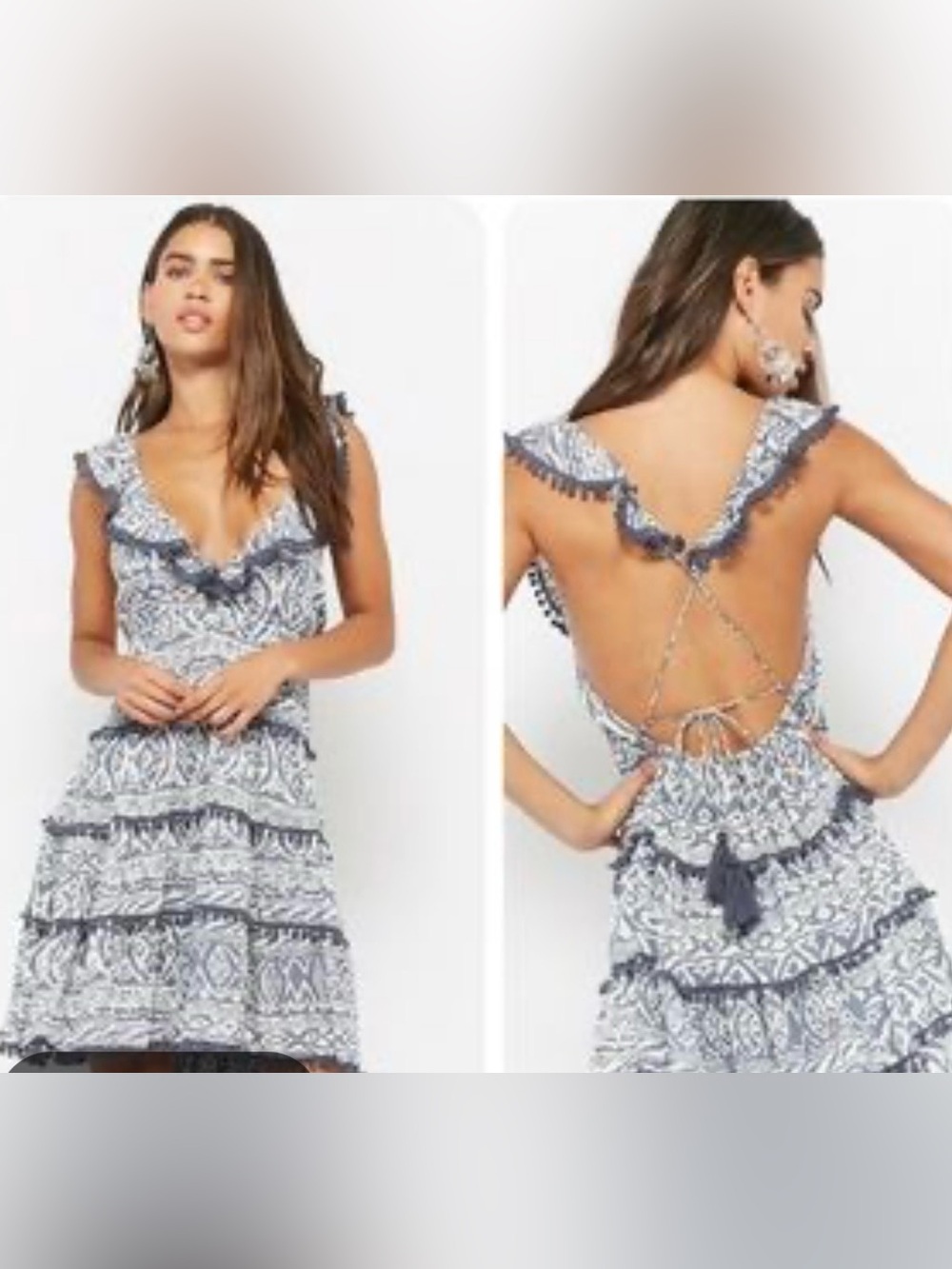 Altar’d State dress in ecru and blue size small